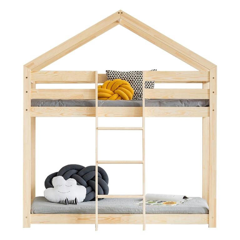 HORTENSE - Lit cabane superposé 90x190 sommier inclus naturel