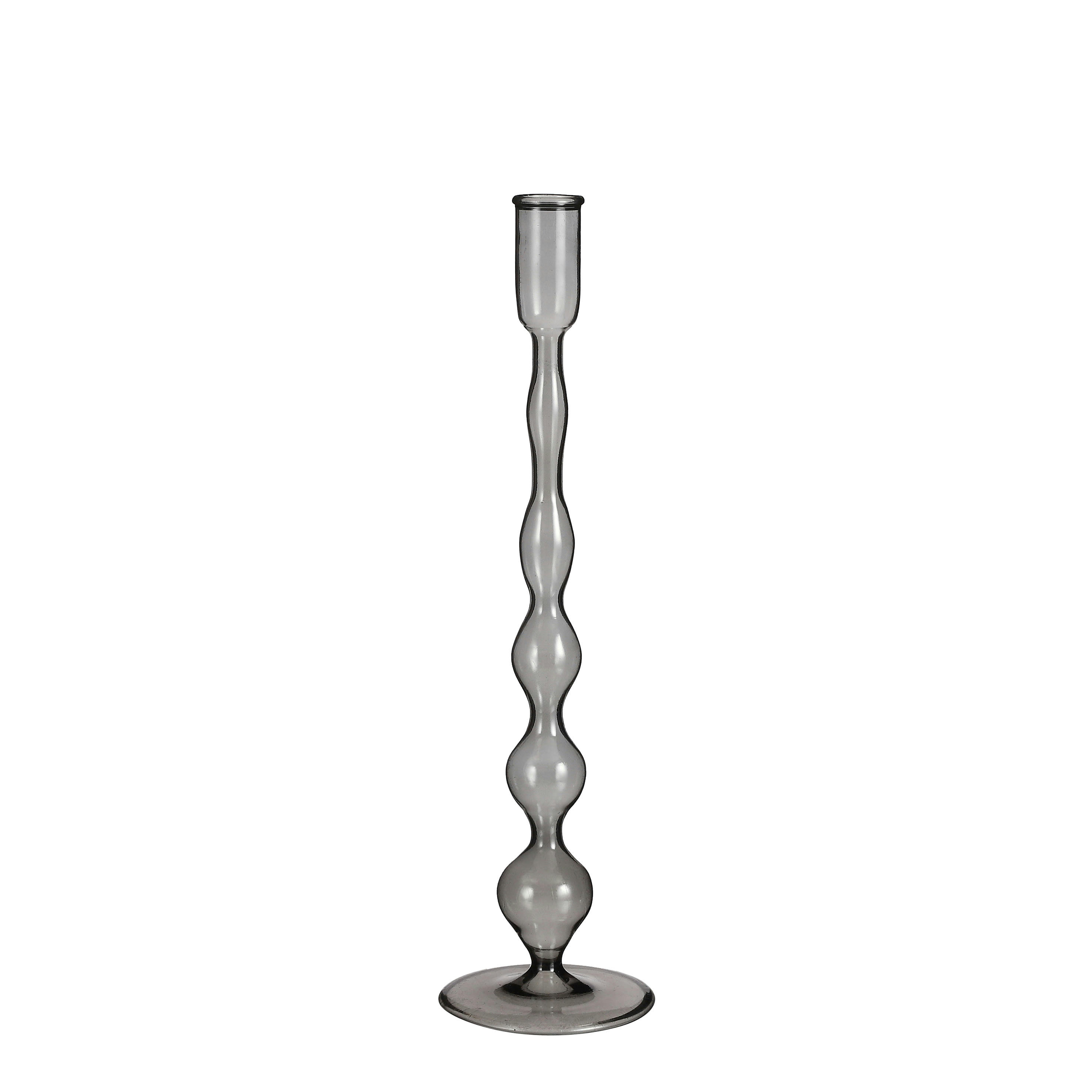 TRENT - Bougeoir en verre gris foncé H33