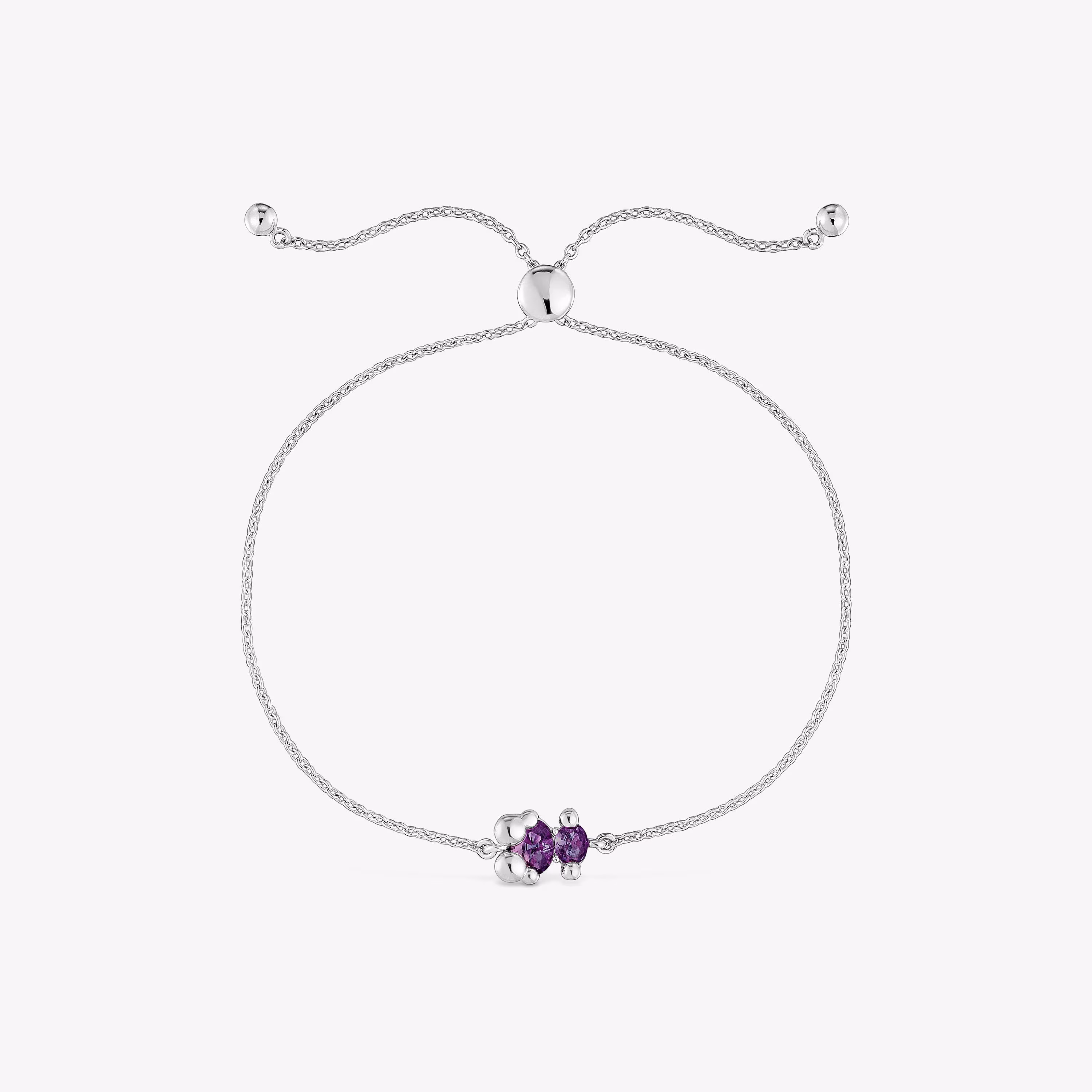 Pulsera cadena motivo oso de plata y zafiro lila creado en laboratorio Color Bear LGG