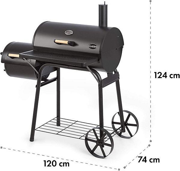 Barbecue aux Charbons de Bois   Grill Noir en Acier Inoxydable, et thermomètre dans Le Couvercle, 2 Grandes Roues