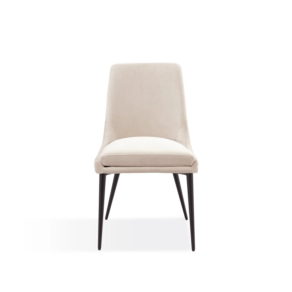 Wils 20 Inch Set of 2 Dining Chairs, Cream Velvet, Gold Tapered Metal Legs