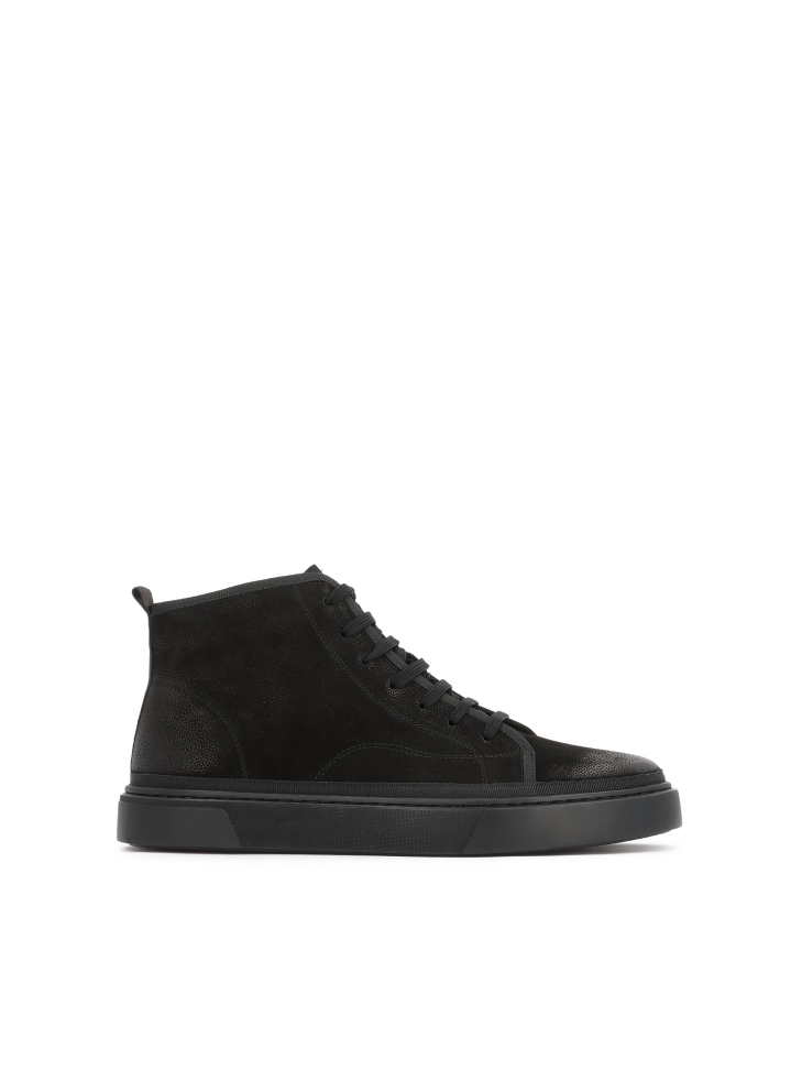 Black sneakers with ankle-length upper