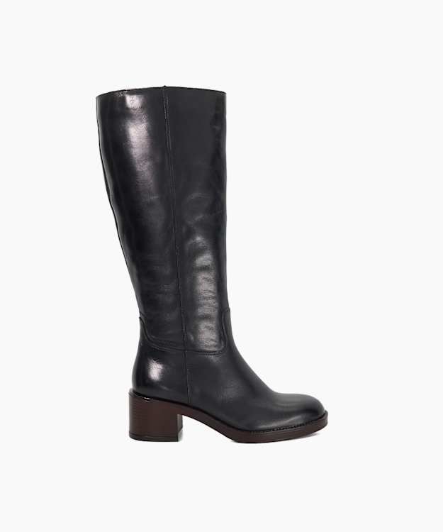 Tammies Black - Leather Chunky Knee High Boots