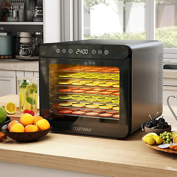 Déshydrateur Alimentaire, 7 Plateaux en Acier Inoxydable, Appareil de Séchage pour Viande, Légumes, Herbes, Fruits, 40x34x32cm