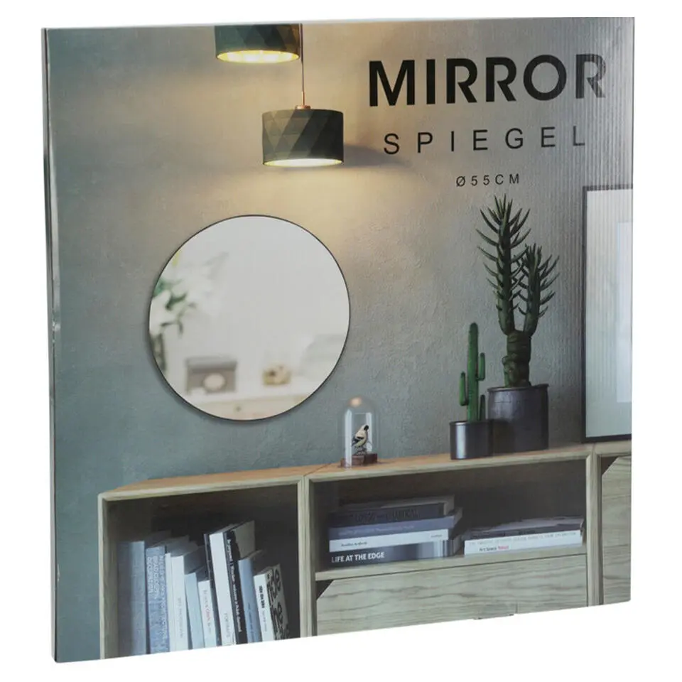 H&S Collection Wandspiegel - metaal - zwart - rond - D55 cm