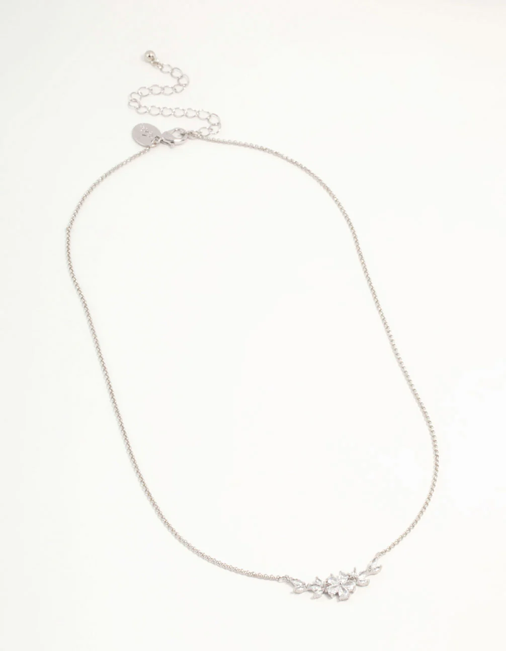Silver Cubic Zirconia Flower & Vine Necklace