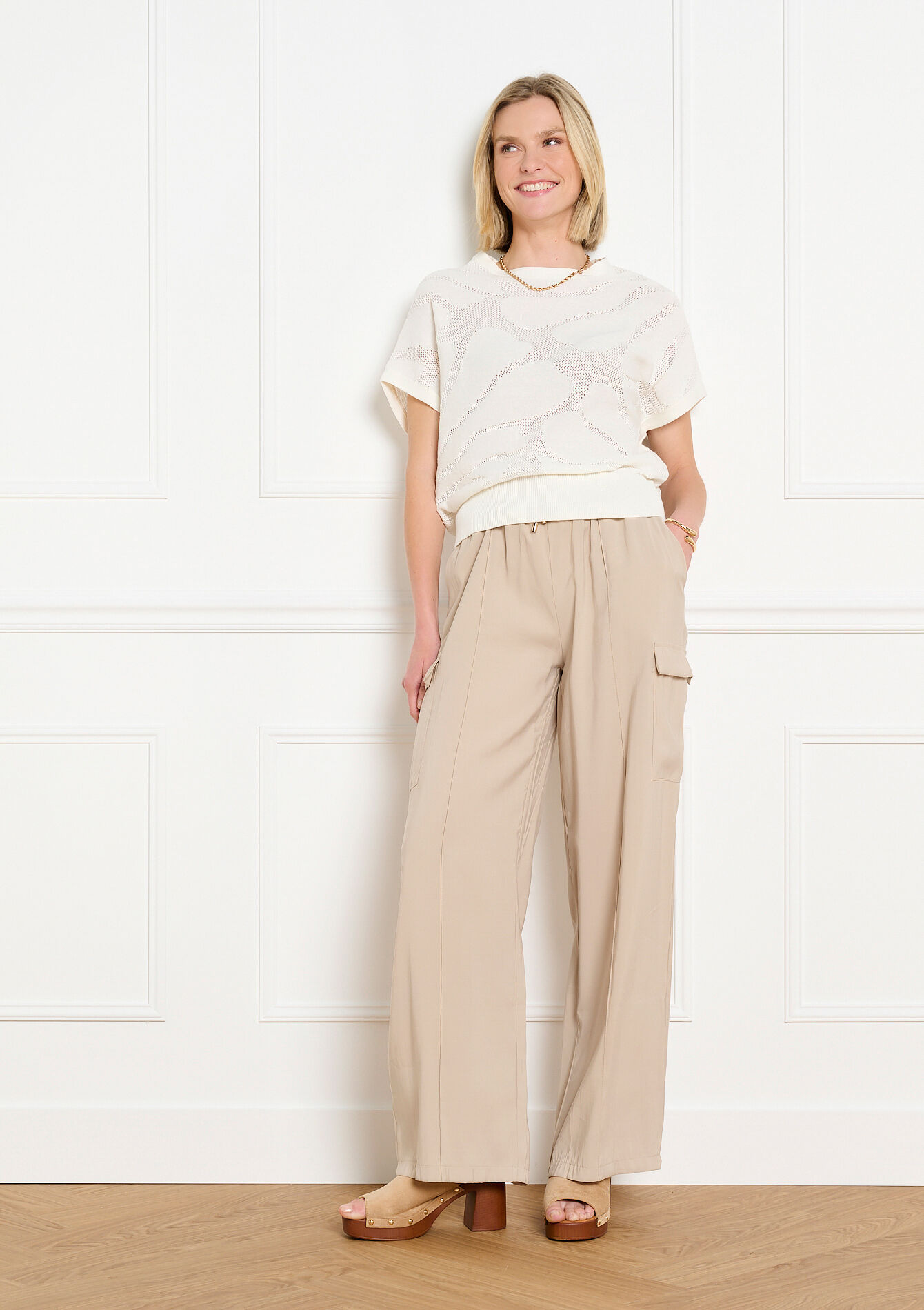 Gehaakte top met korte mouwen