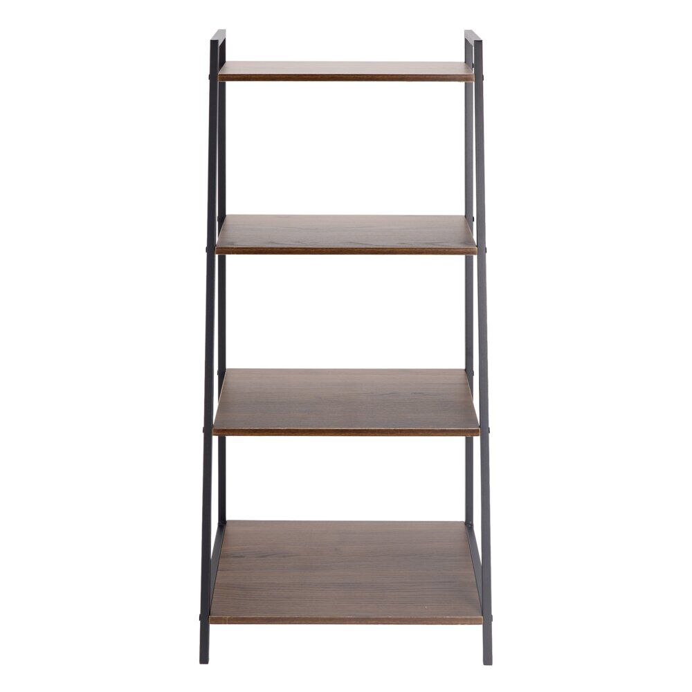 étagère Luffi 4 niveaux métal noir et marron 43x30xH90cm