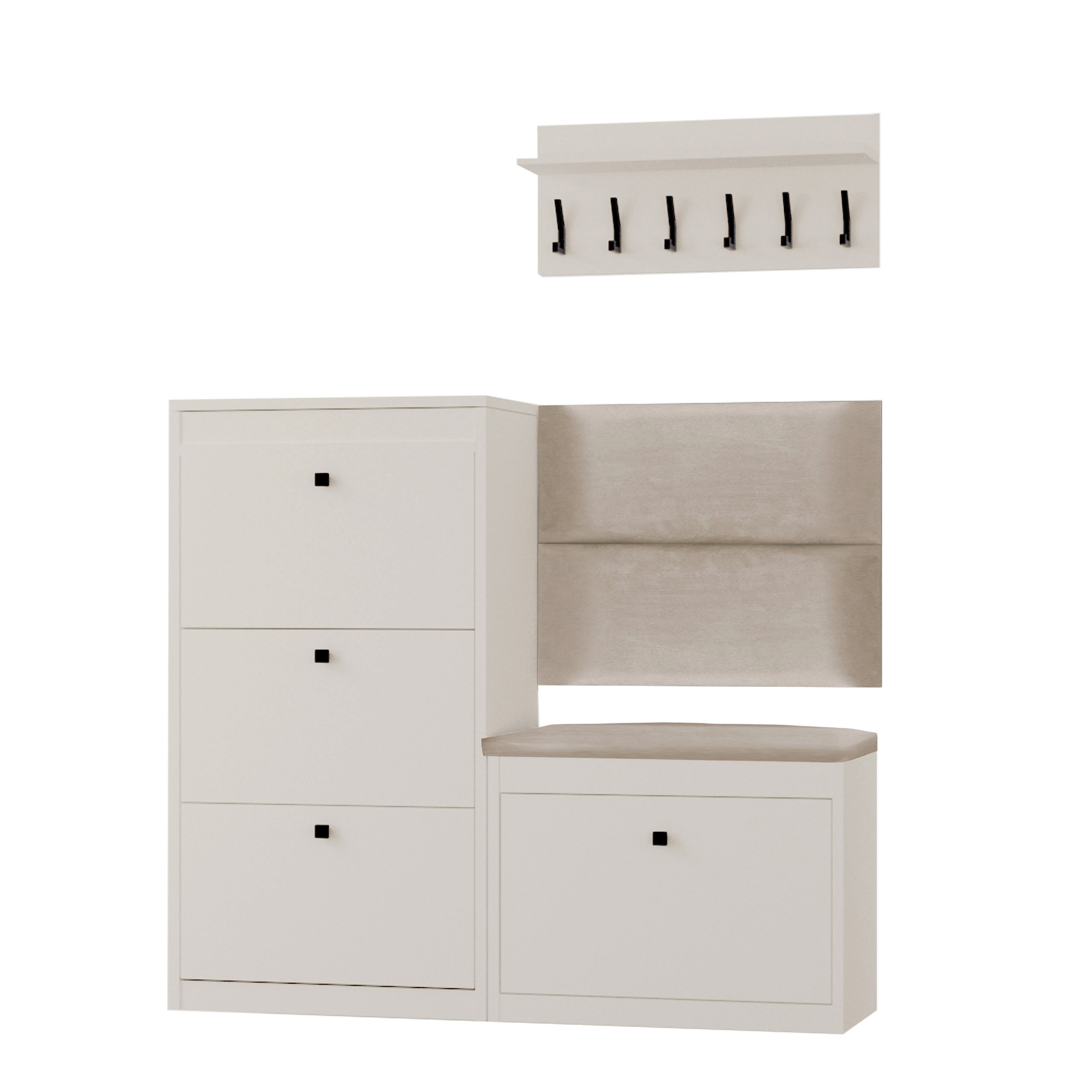 Zestaw Do Przedpokoju 13Wa112P Kaszmir Beż/G 129X28X- Cm Welur Beż