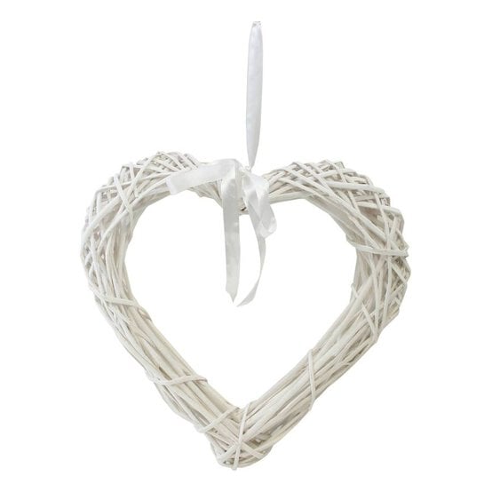 White Willow Heart Wreath 40cm x 41cm x 6cm