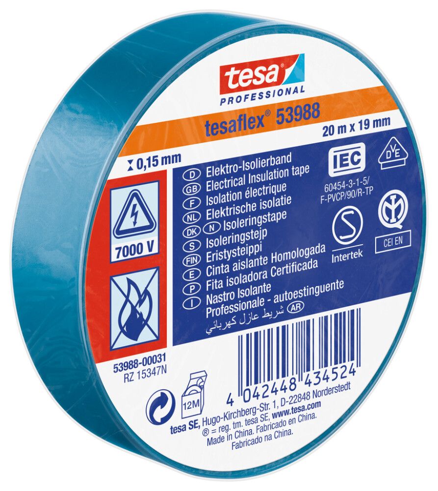 ISOLERINGSTAPE TESA 20MX19MM BLÅ