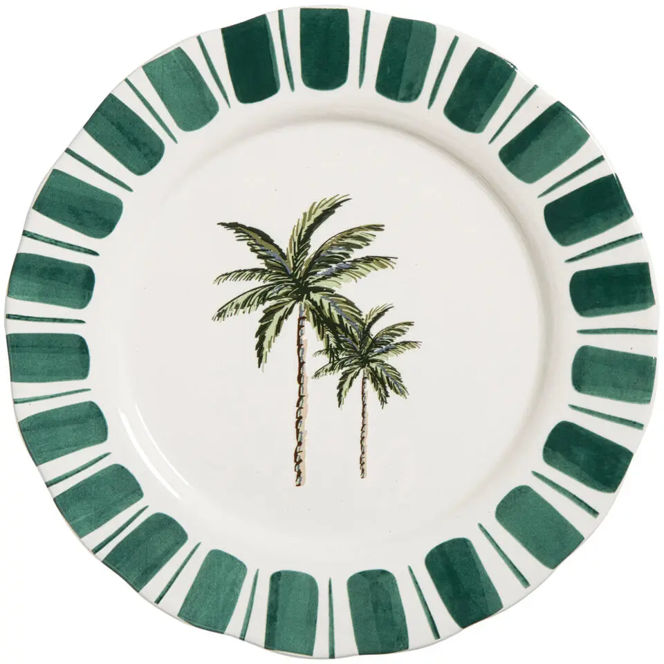 Ontbijtbord Palm groen keramiek - &Oslash;23 cm