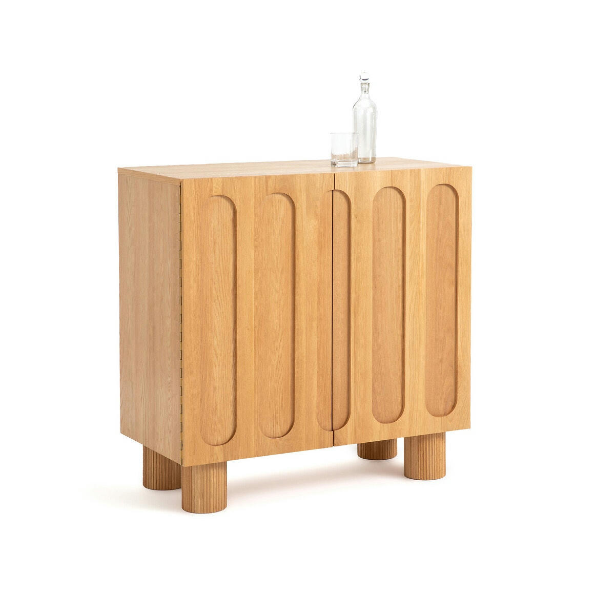 Meuble bar rangement plaqué chêne, Cannelo