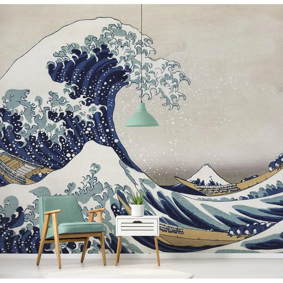 Sanders & Sanders fotobehang Japanse kunst blauw - 424 x 280 cm