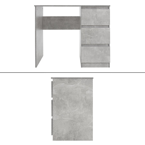 Bureau informatique avec 3 tiroirs table de travail gris avec materiel montage