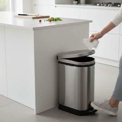 SOGA 4X Foot Pedal Stainless Steel Rubbish Recycling Garbage Waste Trash Bin 10L U