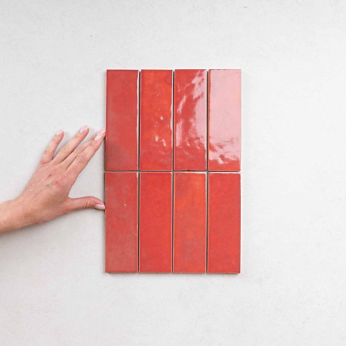 Carrelage intérieur Effet Zellige Rouge BEJMAT 5x15 Carmin - Les Carreaux de Jean
