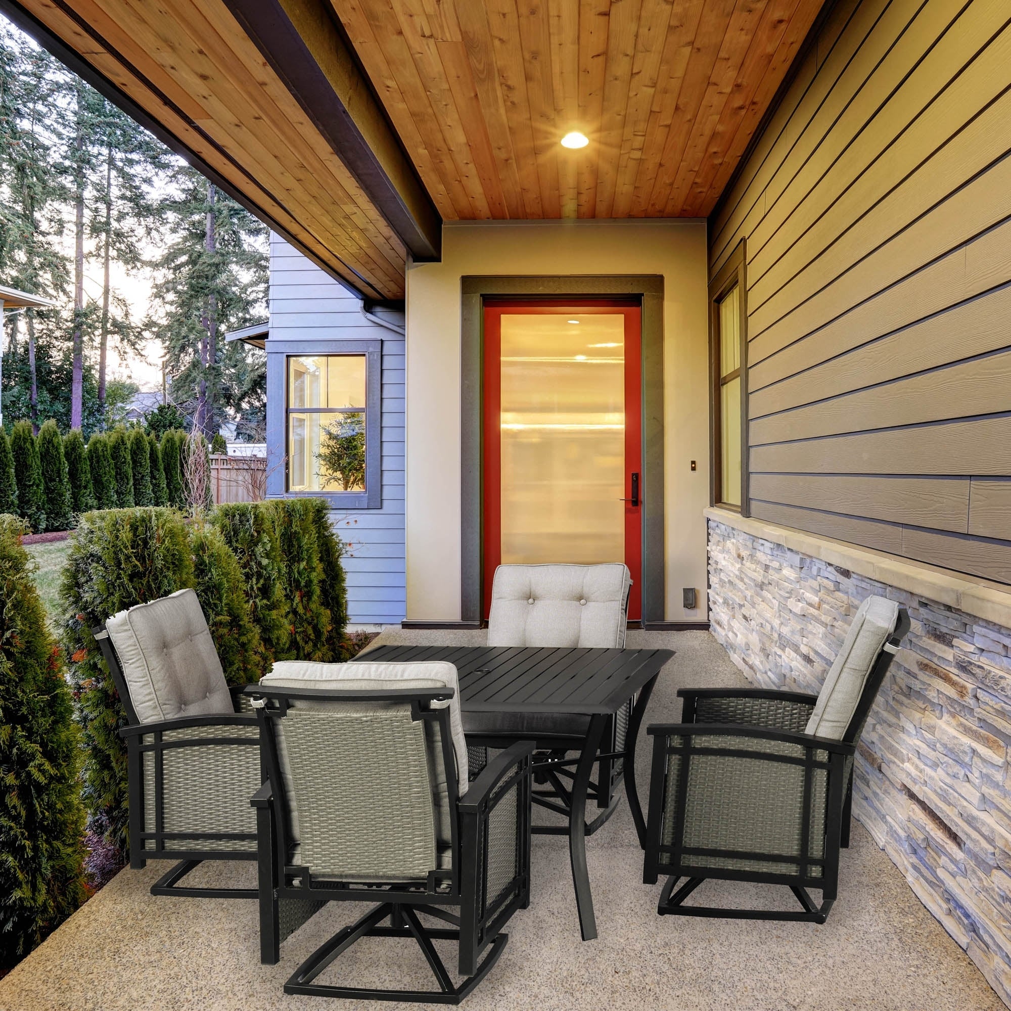 Westin Aluminum & Wicker Swivel Rocking 5pc Dining Set