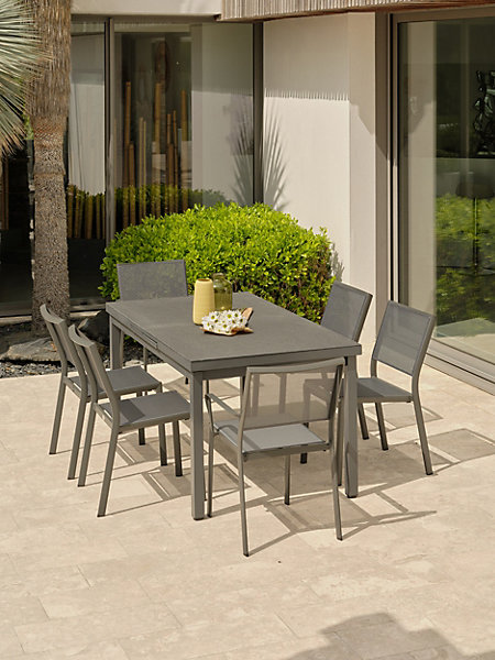 Ensemble repas de jardin 6 places en aluminium- DANIA