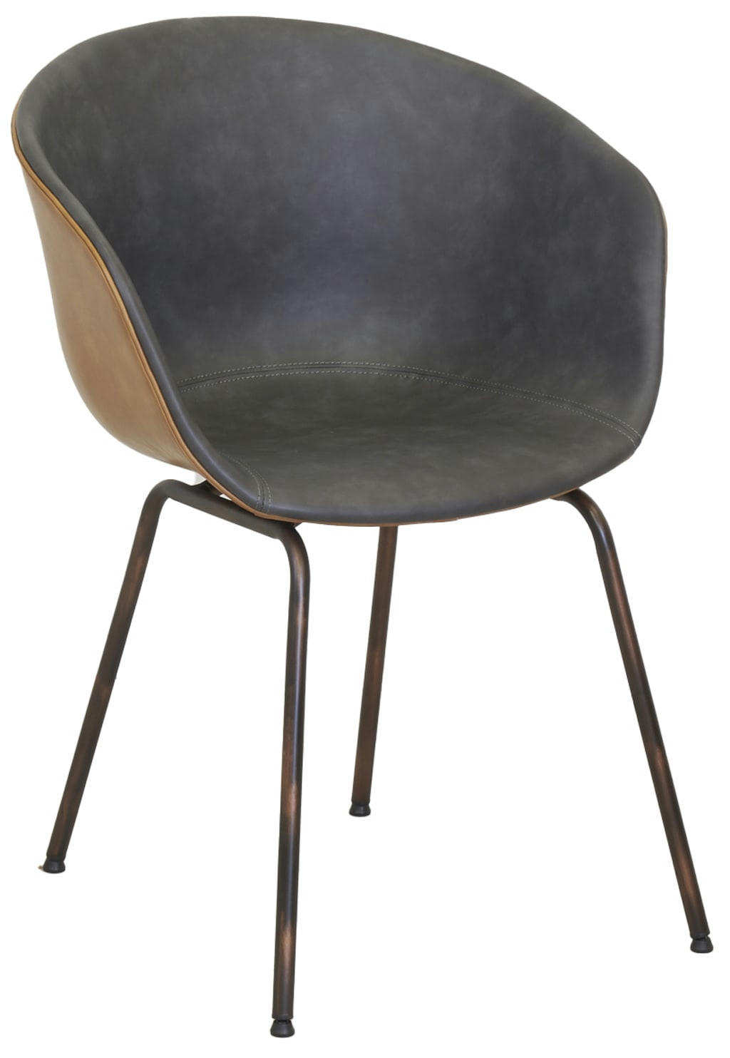 - Fauteuil en polyuréthane camel et gris
