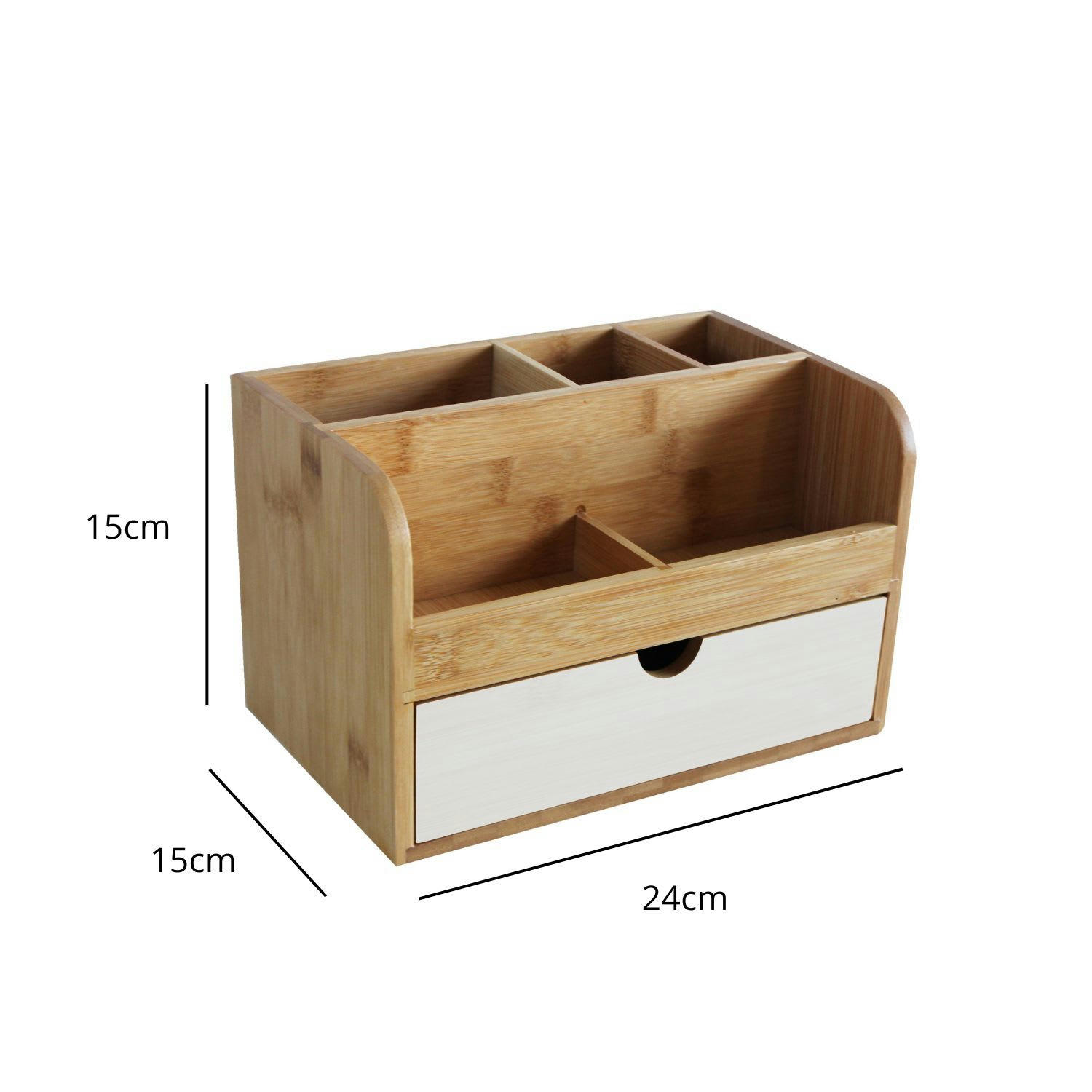 - Rangement pour maquillage en bambou blanc naturel 24x15x15cm