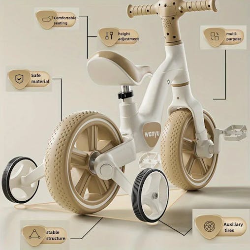 NNEOBA Kids Balance Trike with Training Wheels (2-in-1)