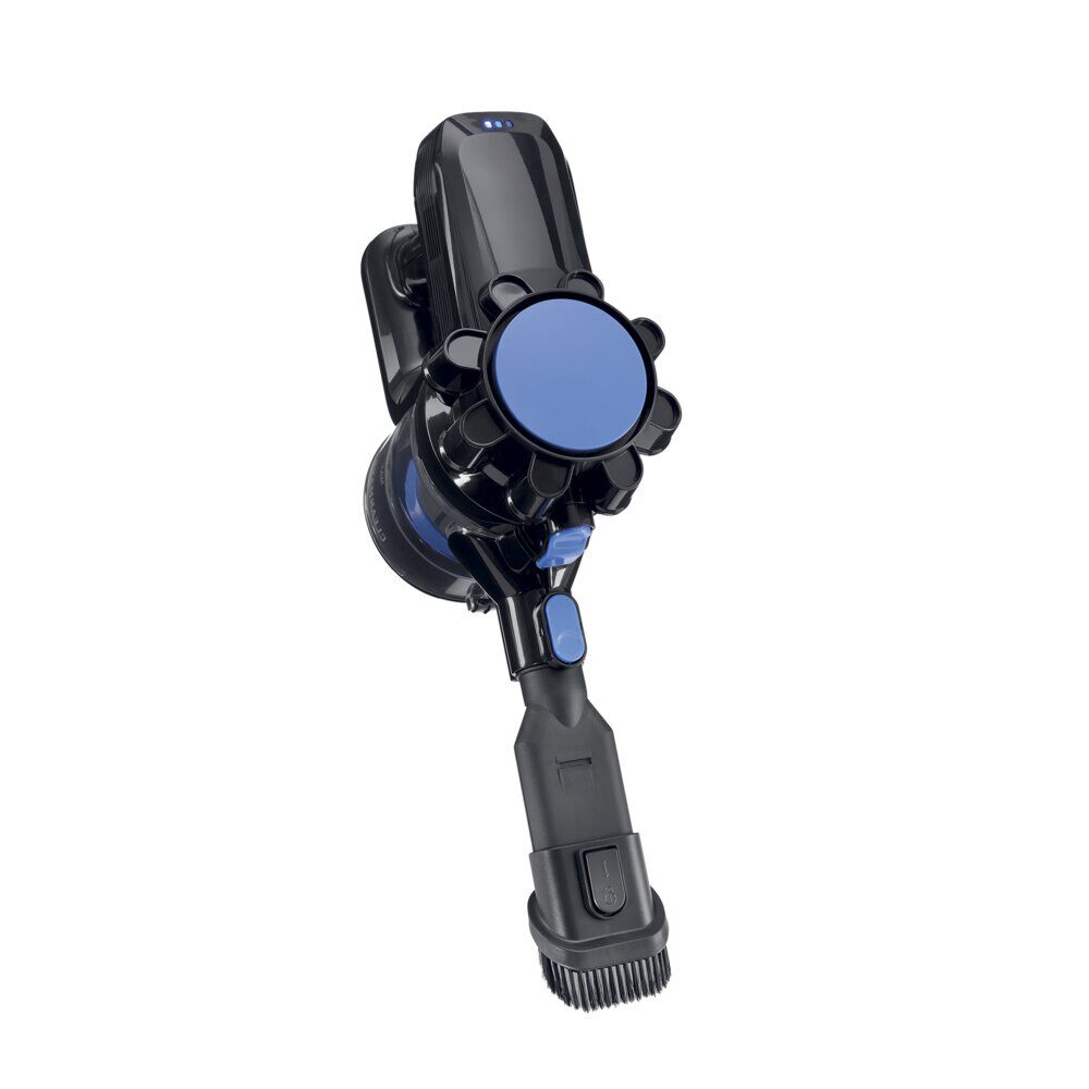 Aspirateur balai sans fil 6 accessoires CleanMaxx noir et bleu H109cm