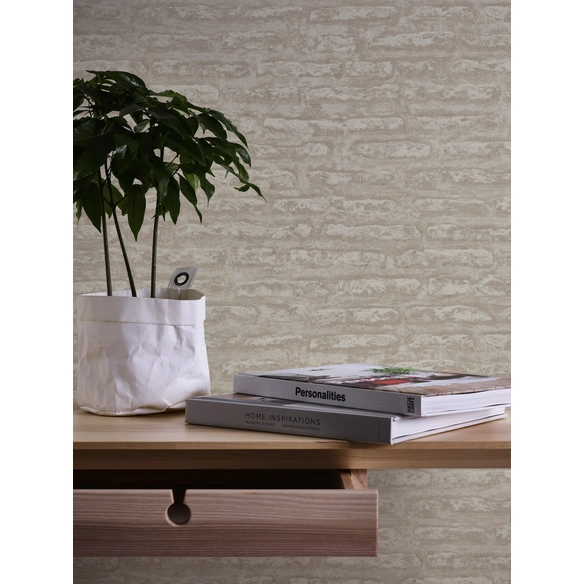 Vliestapete, BxL: 53 x 1005 cm, taupe/weiß