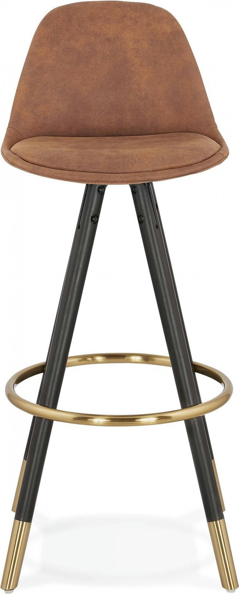 BRUCE - Tabouret de bar Tissu Marron H. assise 75 cm rembourré