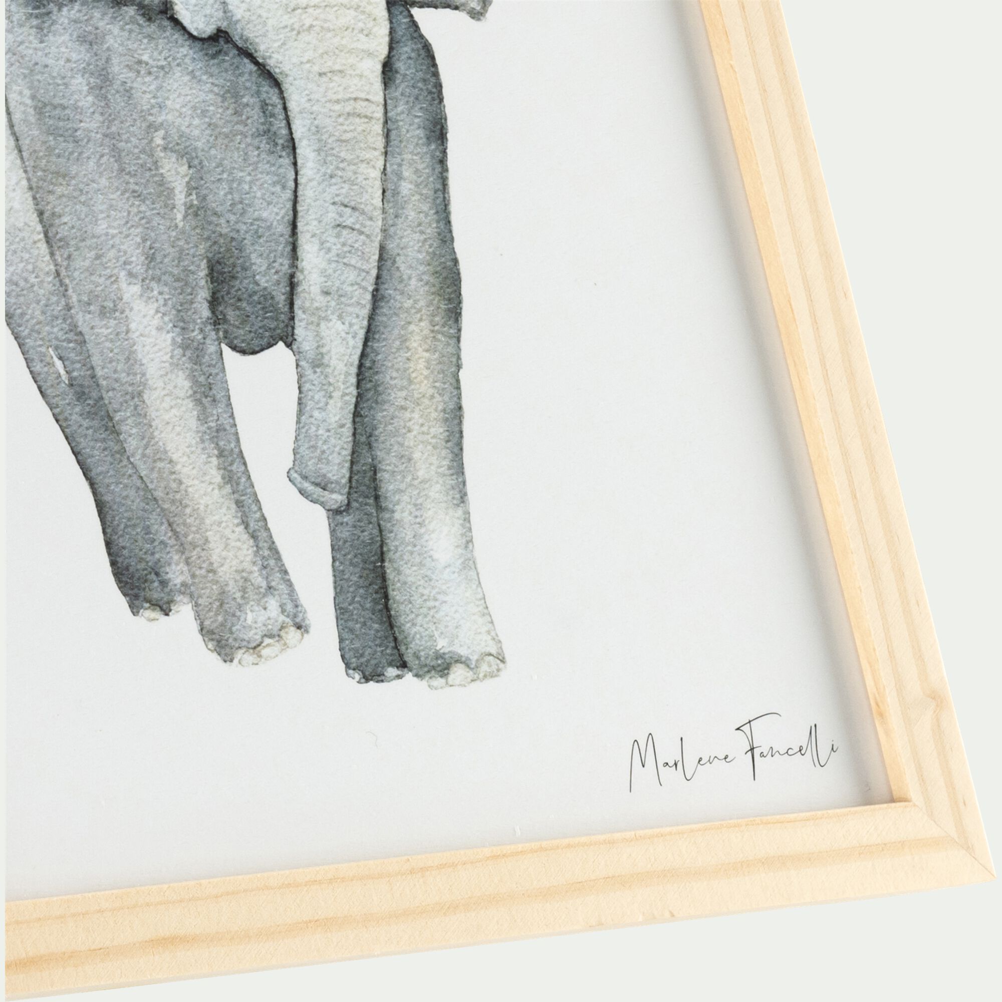 ELEPHANT - Image aquarelle encadrée Éléphant - A4