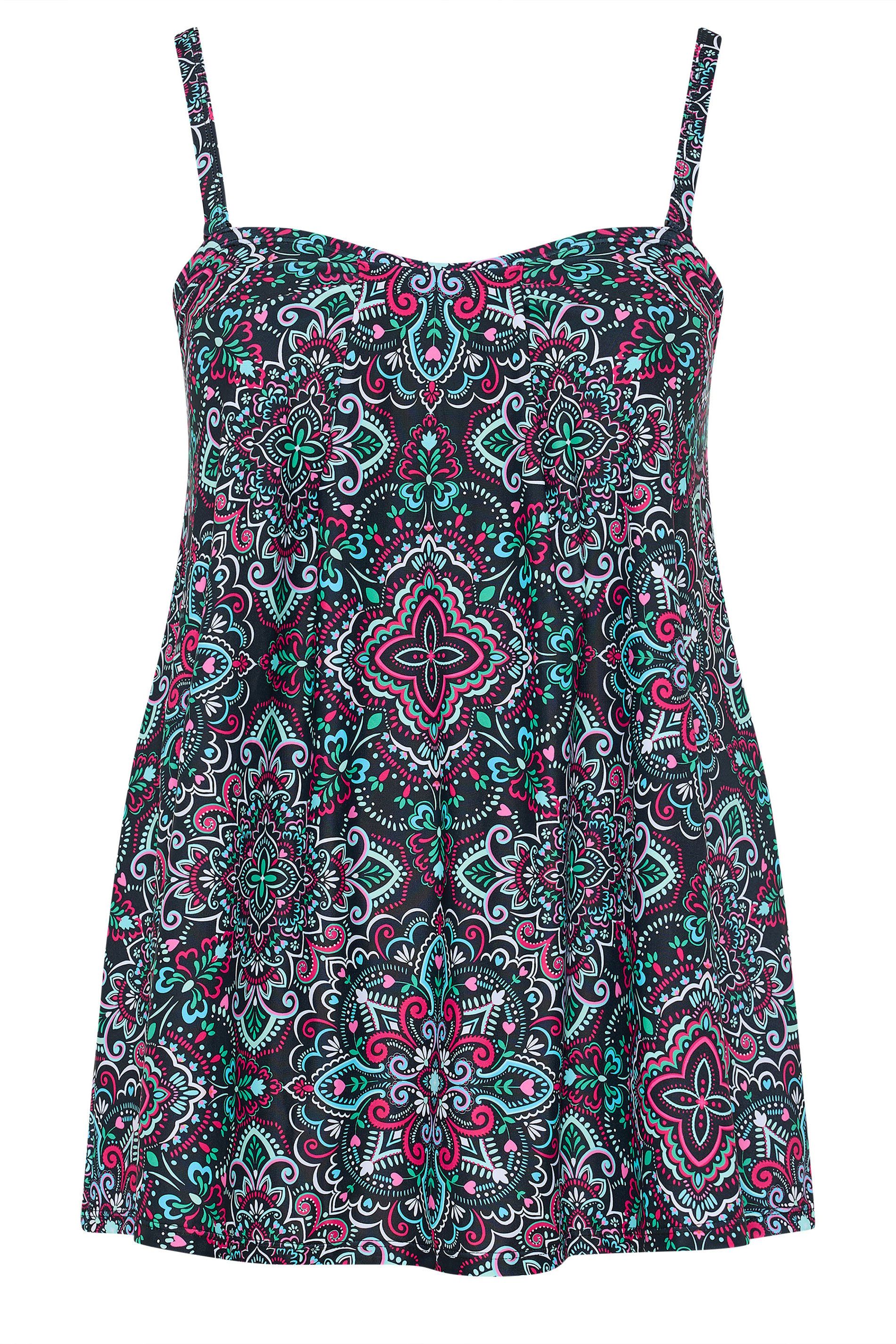 Yours Aztec Print Pleated Tankini Top