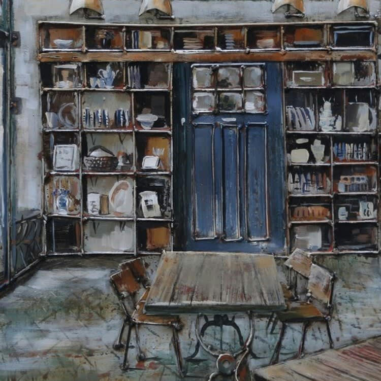 MÉTAL BRASS - Tableau relief en métal atelier rustique 60x60