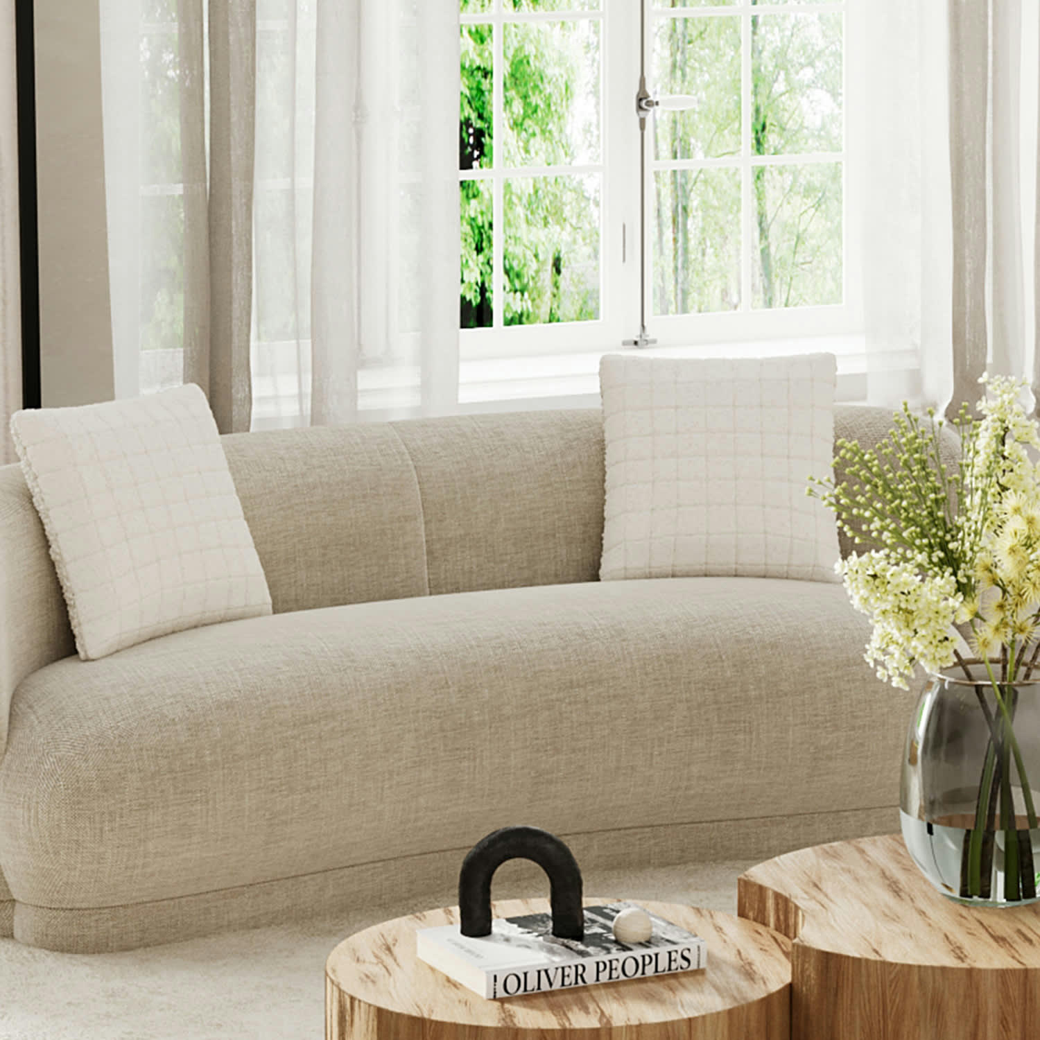 ISTANBUL - Coussin fourrure crème