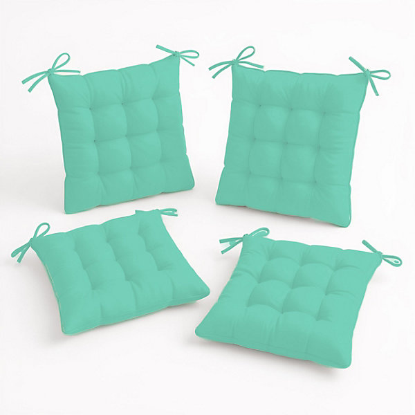 Lot de 4 Galettes de chaise en polyester 40 x 40 cm vert