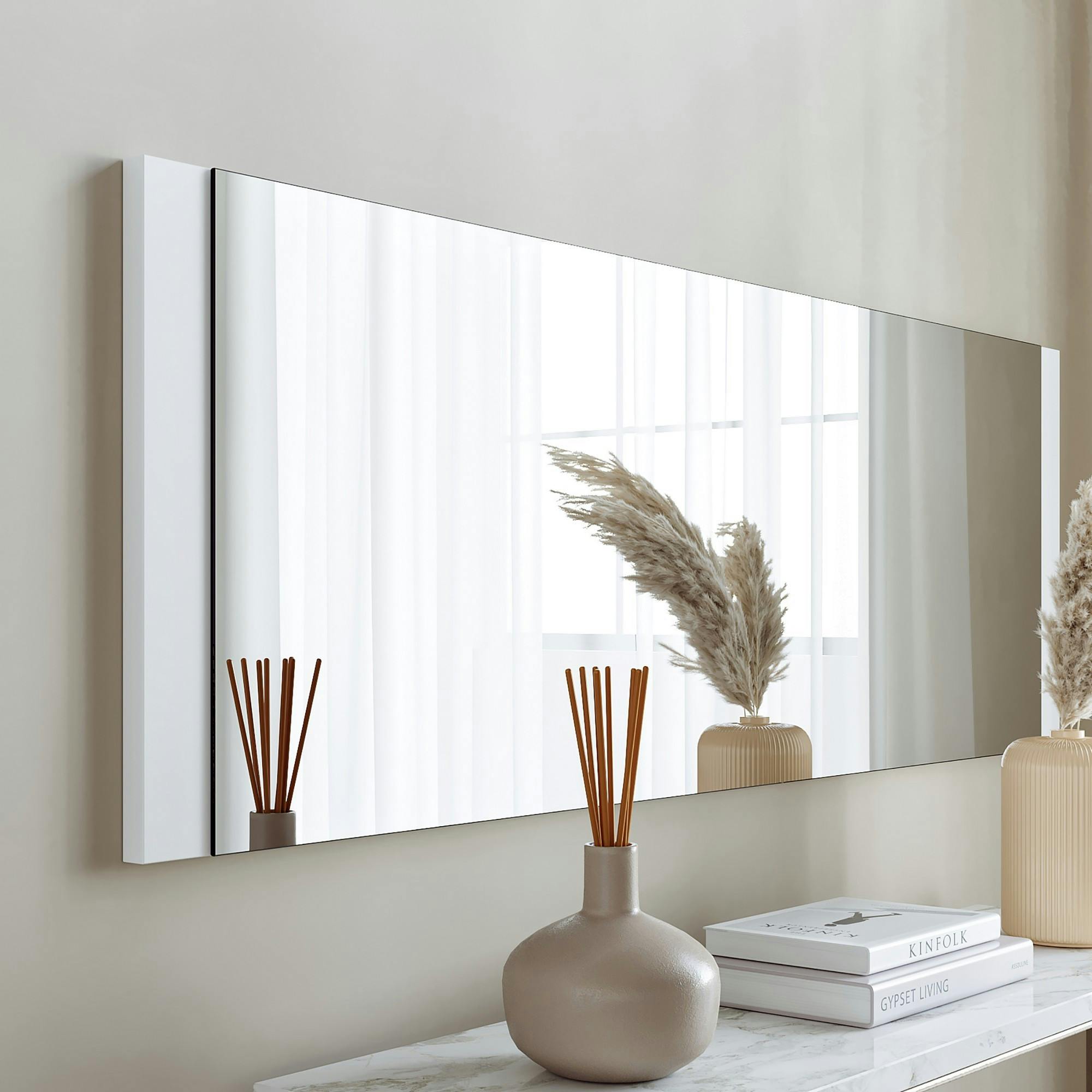 Miroir rectangulaire blanc à suspendre ou poser 120 cm CODY