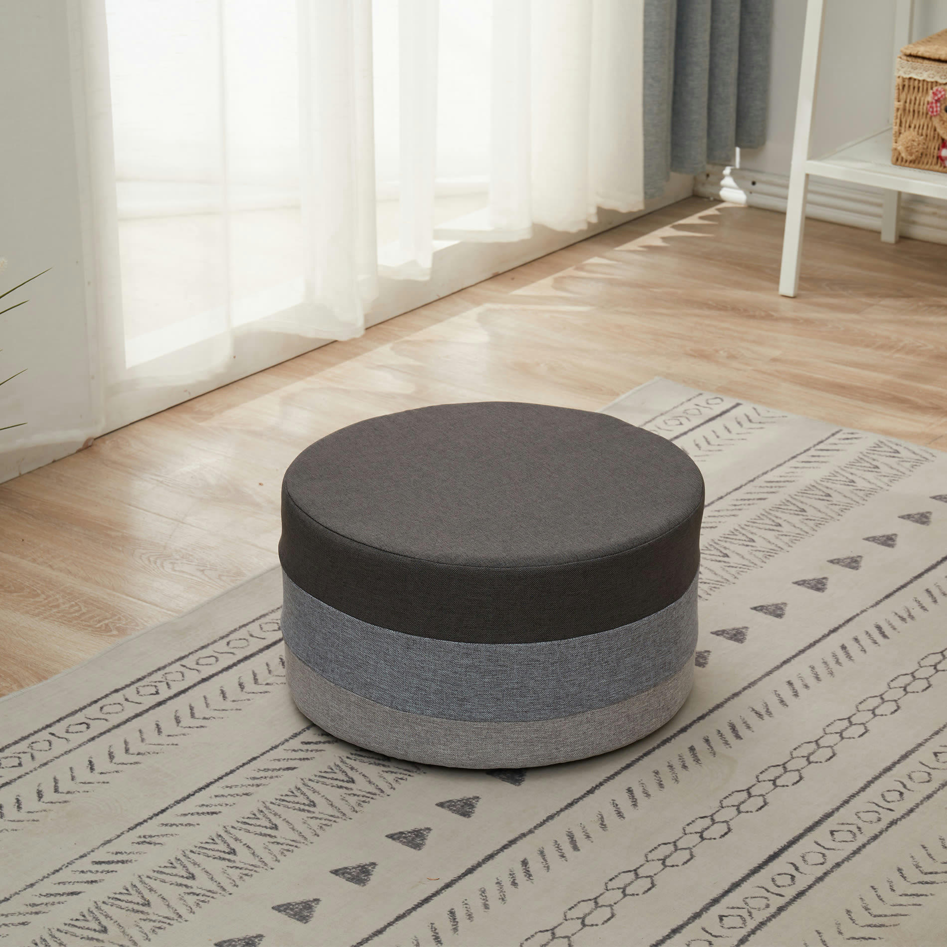 ENJOYRELAX - Repose-pieds bas en tissu et fibre de bois gris