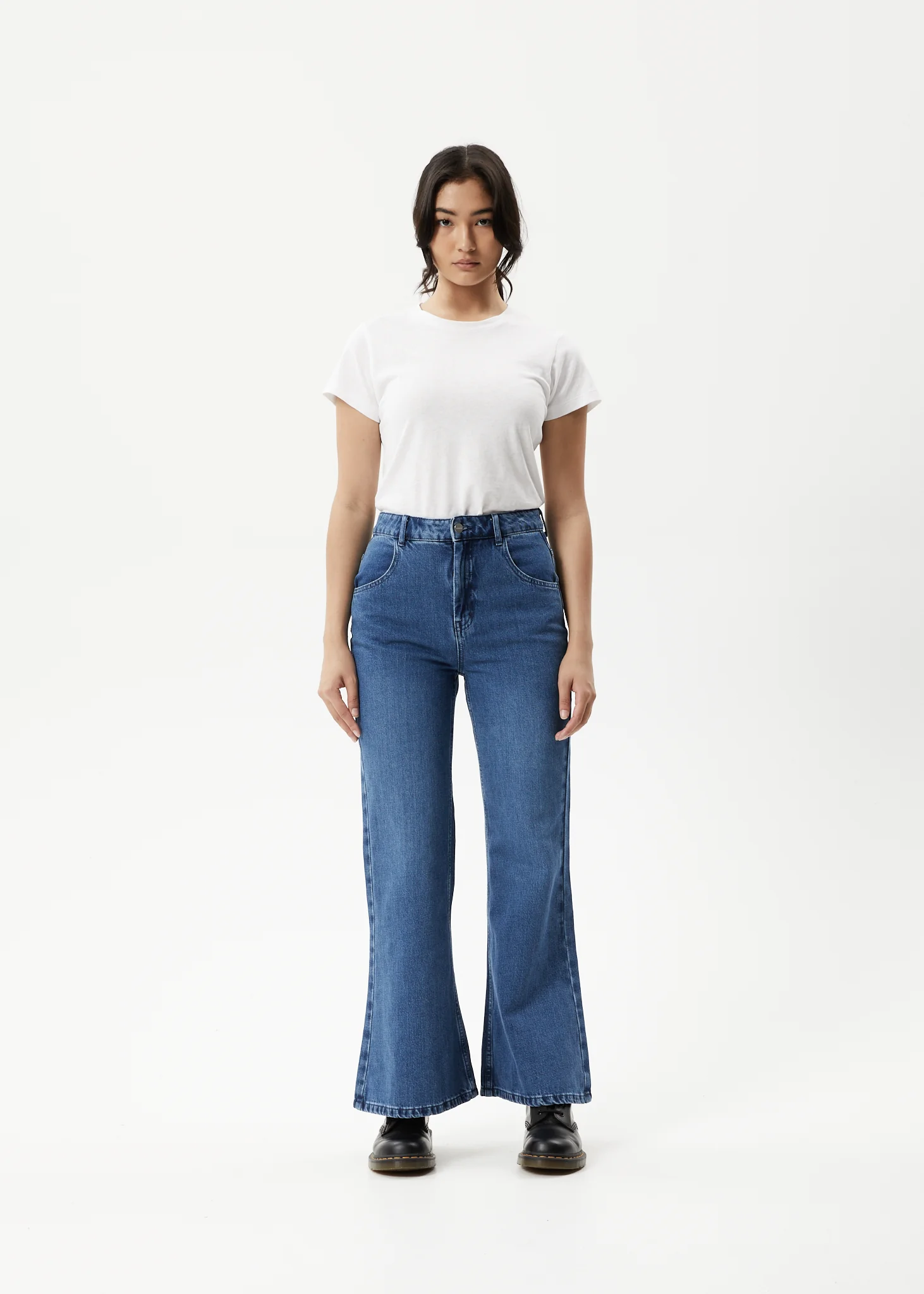 AFENDS Womens Marsha - Denim Slim Flared Jean - Authentic Blue