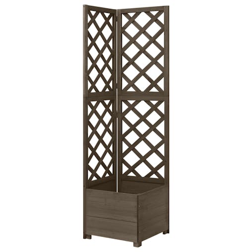 NNEVL Corner Trellis Planter Grey 40x40x150 cm Solid Fir Wood