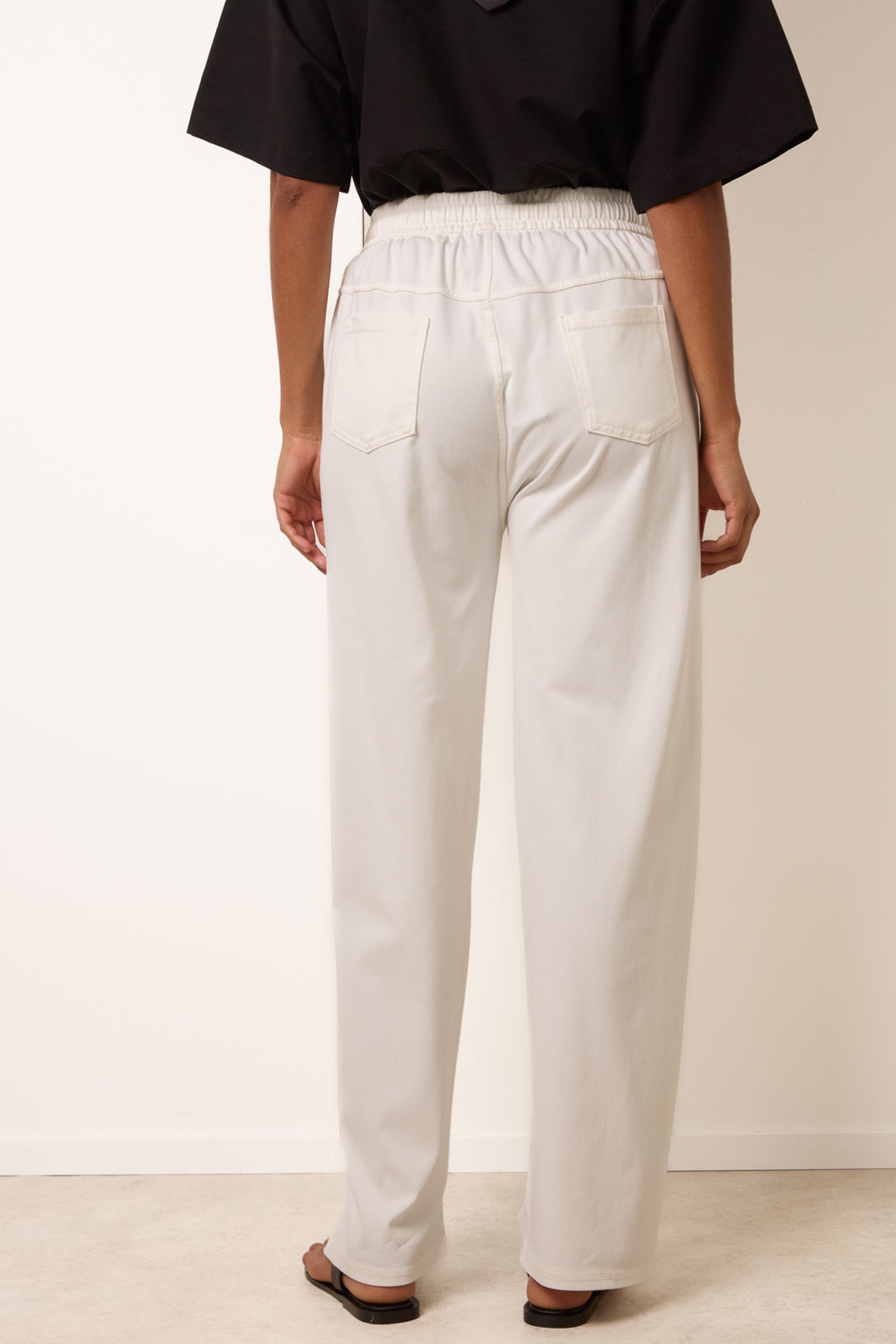 Blue Vanilla White Elastic Waist Trousers