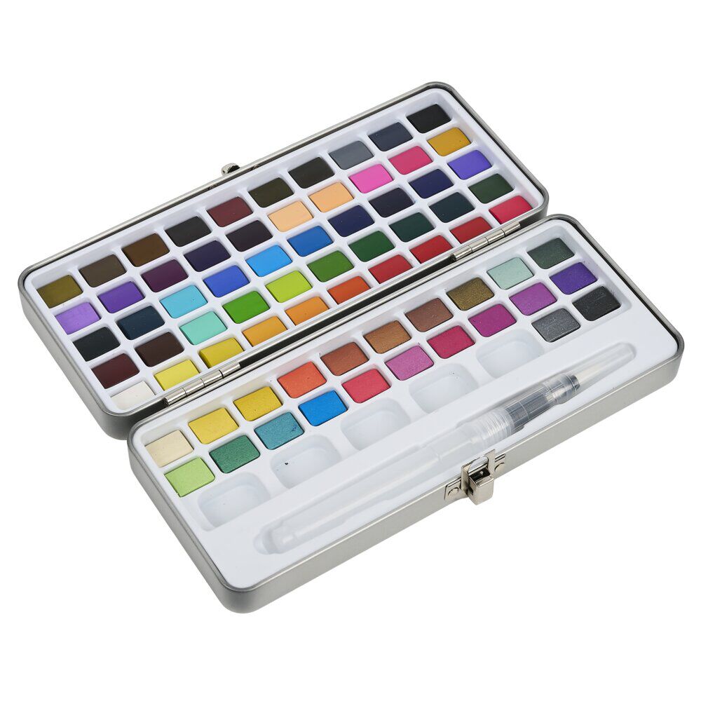 Kit peinture aquarelle 72 couleurs avec pinceau à réservoir d'eau