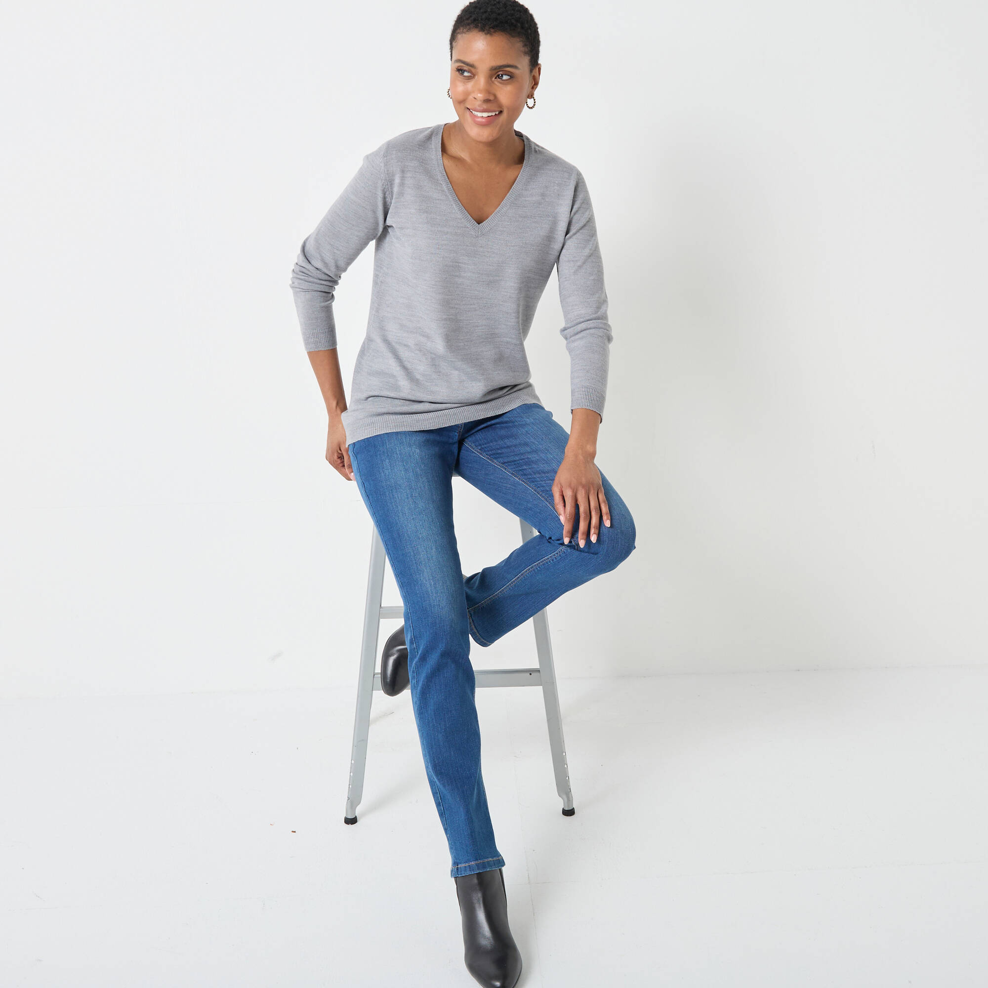 Pull col V, toucher doux