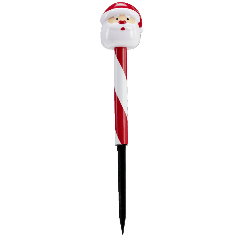 Borne solaire 1 LED No&euml;l rouge et blanc H35cm (2 modèles)
