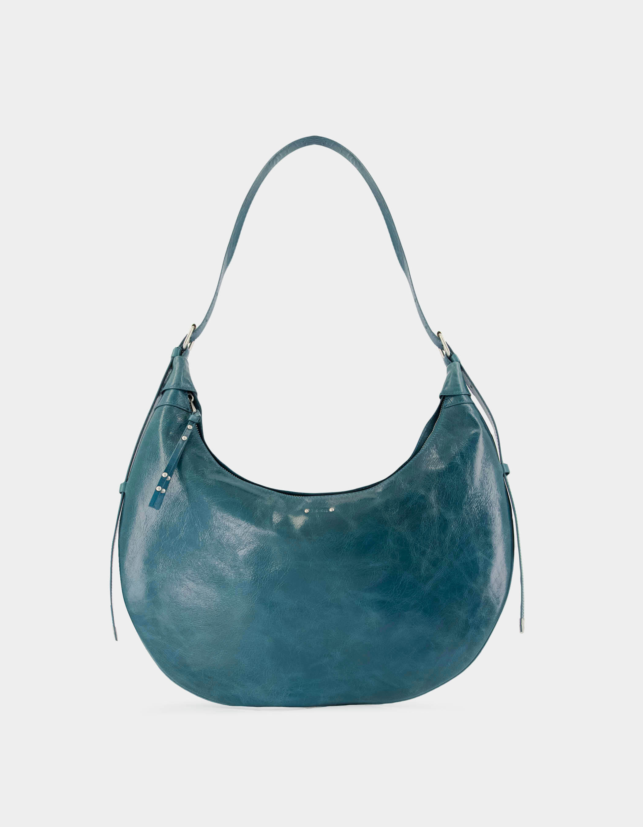 Sac demi-lune vert cuir glacé Allane Femme