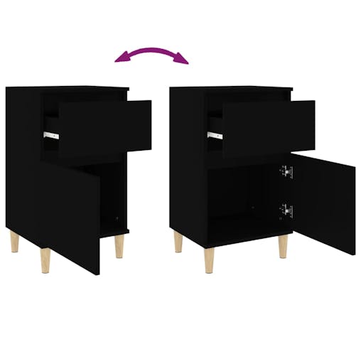 NNEVL Bedside Cabinets 2 pcs Black 40x35x70 cm