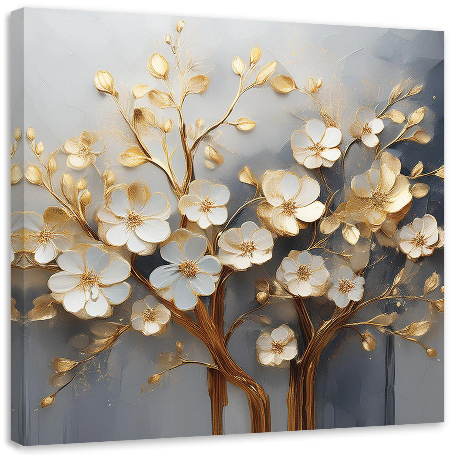 Feeby Obraz na płótnie, Drzewo Magnolia Abstrakcja Złoty 30x30