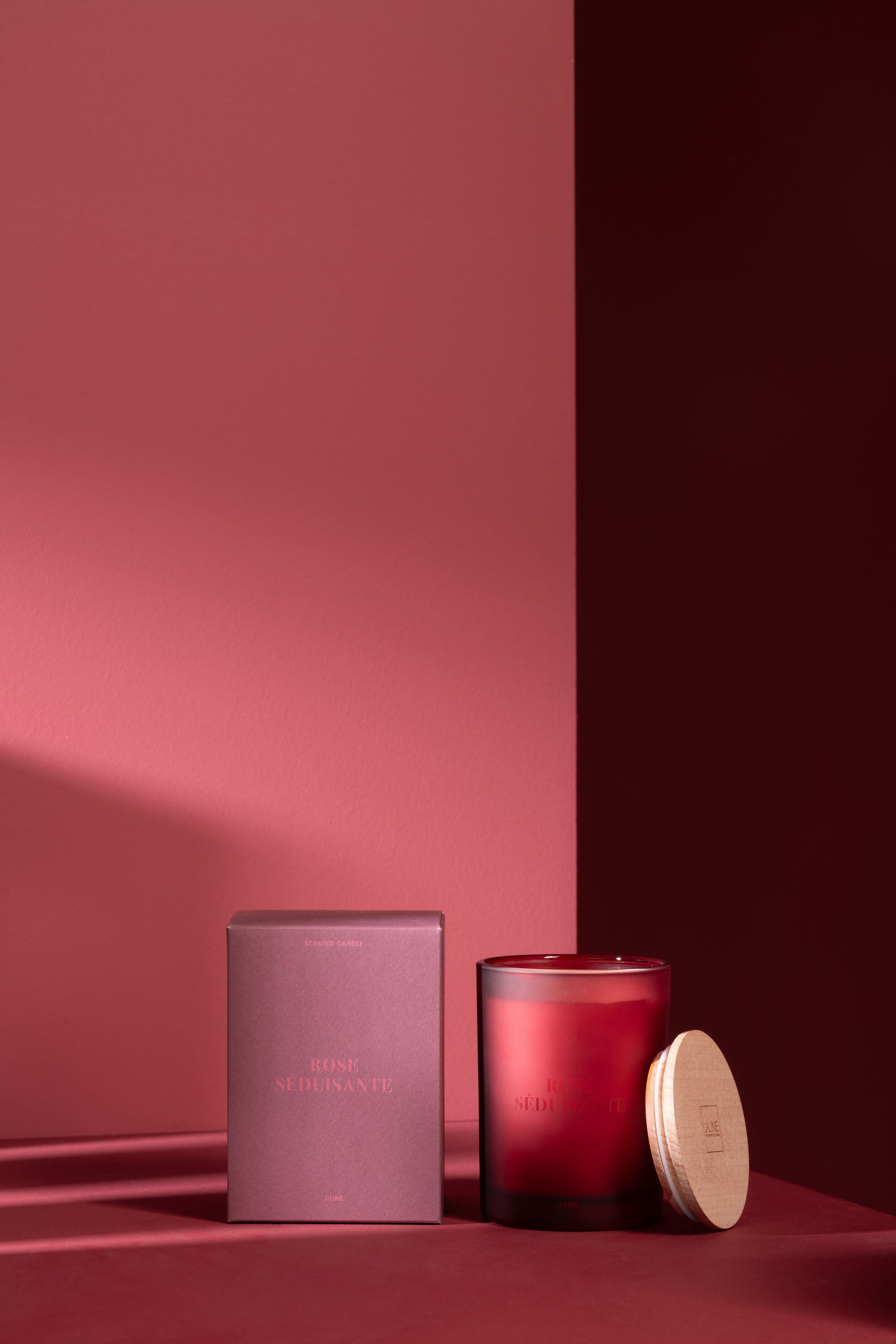 J-Line geurkaars Accords Essentiels - Rose Séduisante - rood - 38U