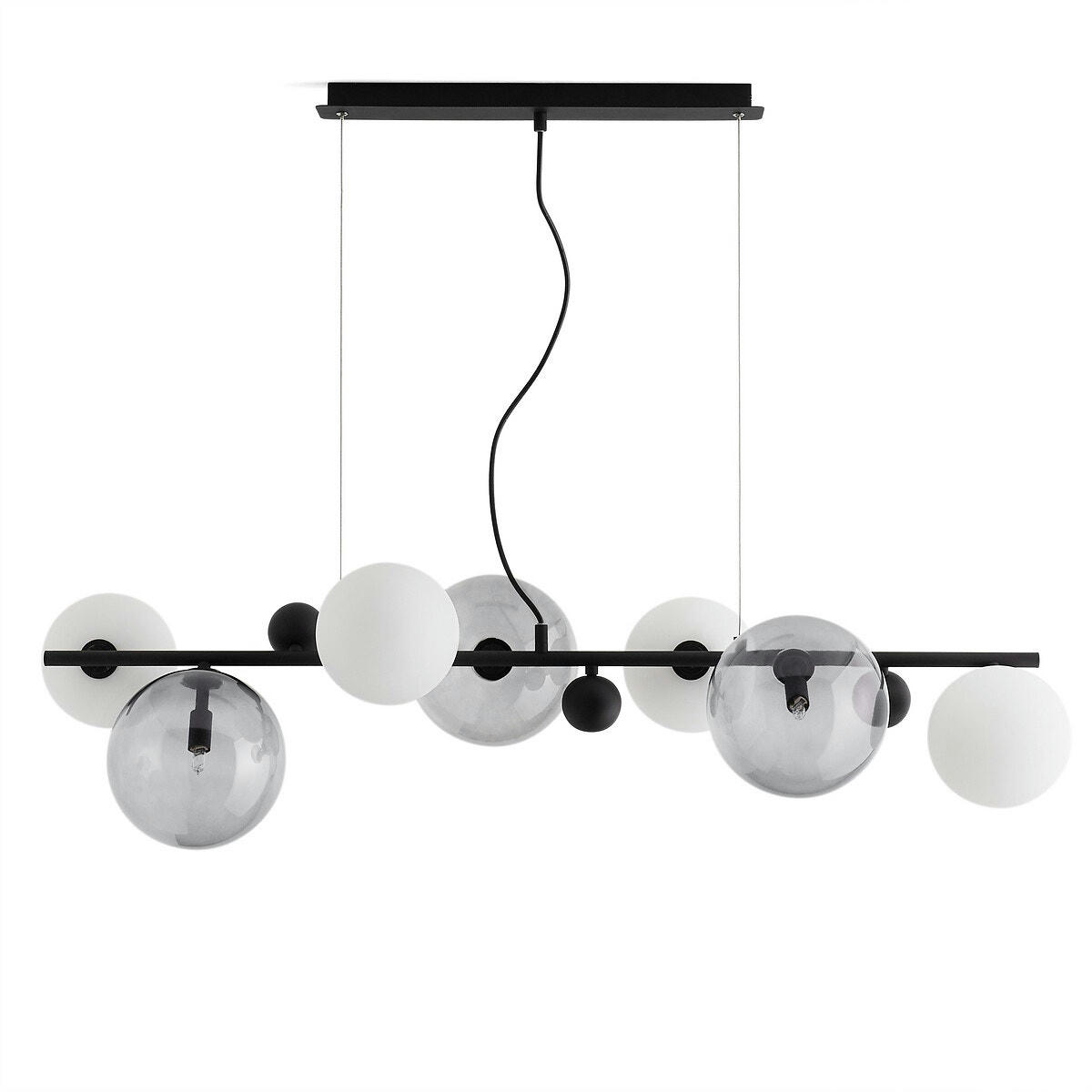 Suspension verre fumé et métal, Bullesco