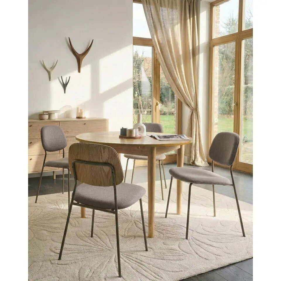 RILEY - Set van 4 eetkamerstoelen - Taupe - Polyester