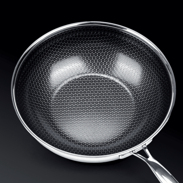 Profesjonalna patelnia ceramiczna Wok 30 cm z pokrywką Na indukcje Kanso