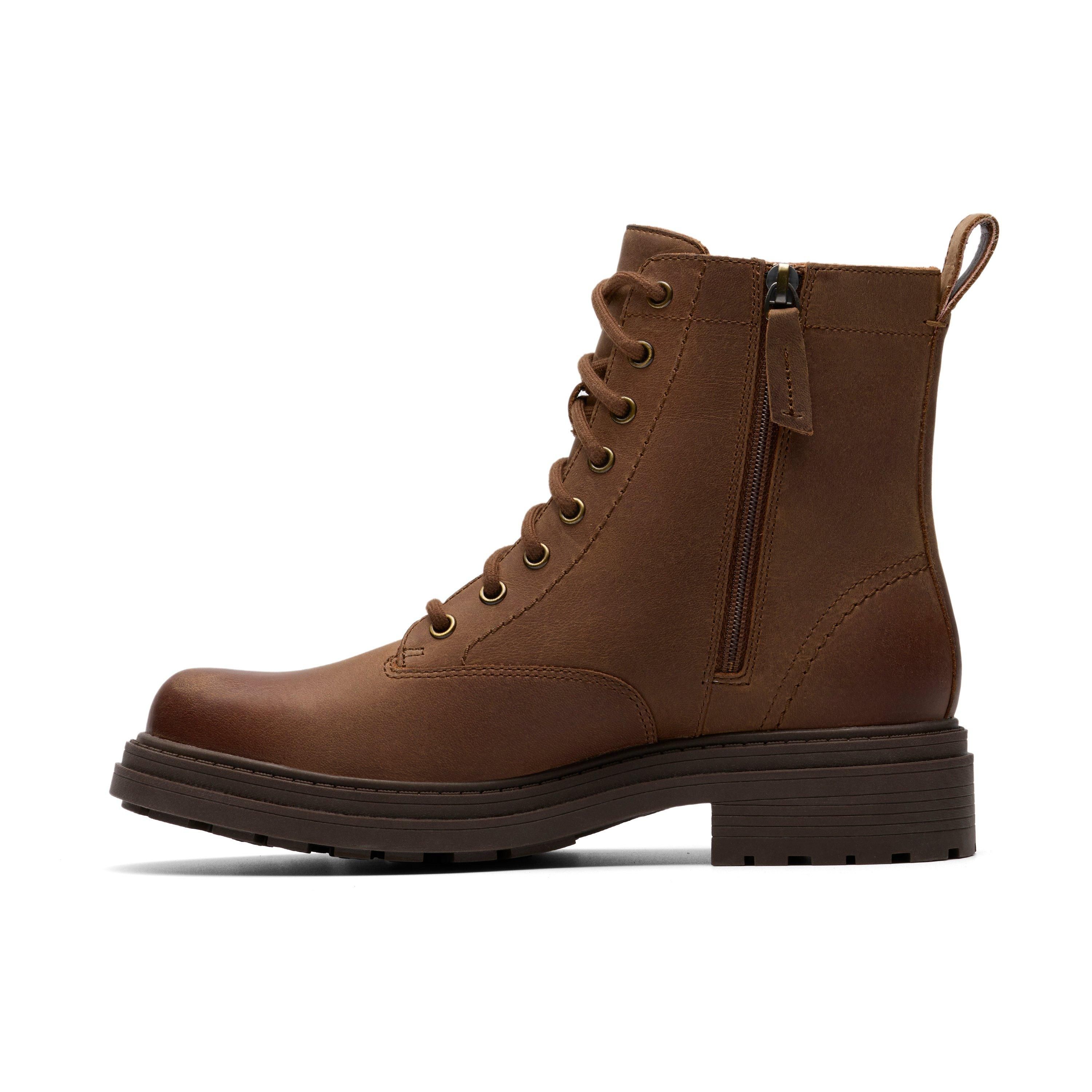 Clarks Orinoco 3 Style Walnut Leather Ankle Boots,Lace Up